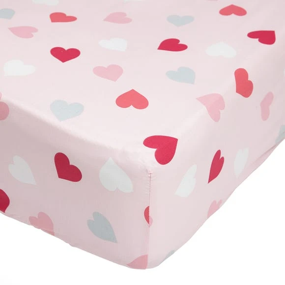 Dunelm Loveable Hearts 25cm Fitted Sheet Fitted Sheets, Polycotton, Pink 2 Dunelm Loveable Hearts 25cm Fitted Sheet Fitted Sheets, Polycotton, Pink - Image 2
