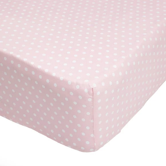 Dunelm Pink Polka Dot 25cm Fitted Sheet Polycotton, Spotted, Fitted Sheets 2 Dunelm Pink Polka Dot 25cm Fitted Sheet Polycotton, Spotted, Fitted Sheets - Image 2