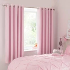Dunelm Mia Pink Blackout Eyelet Curtains Kids, Polyester -All Kids And Nursery Sales 2024 1000071255 alt01