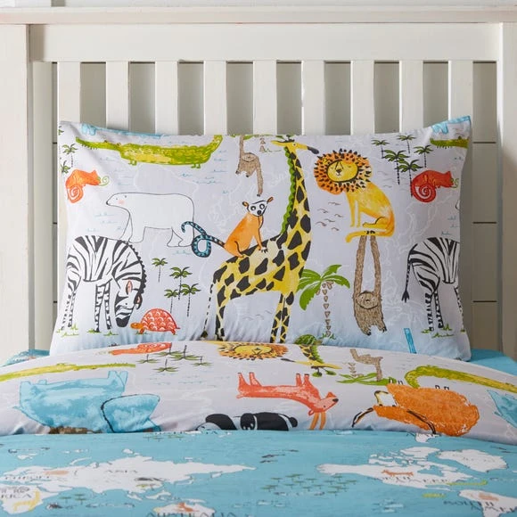 Dunelm My World Reversible Duvet Cover and Pillowcase Set Animals, Blue, Duvet Cover Sets 6 Dunelm My World Reversible Duvet Cover and Pillowcase Set Animals, Blue, Duvet Cover Sets - Image 6