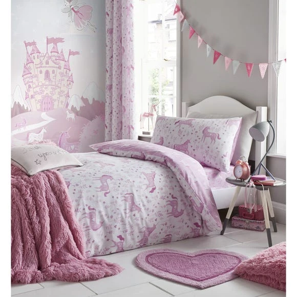 Catherine Lansfield Folk Unicorn Pink Duvet Cover and Pillowcase Set Polycotton, Animals, Duvet Cover Sets 3 Catherine Lansfield Folk Unicorn Pink Duvet Cover and Pillowcase Set Polycotton, Animals, Duvet Cover Sets - Image 3