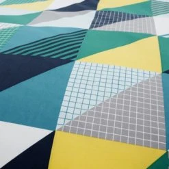 Dunelm Geo Green 2 Pack Duvet Cover and Pillowcase Set Reversible, Duvet Cover Sets, Polycotton -All Kids And Nursery Sales 2024 1000117500 alt01