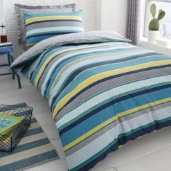 Dunelm Geo Green 2 Pack Duvet Cover and Pillowcase Set Reversible, Duvet Cover Sets, Polycotton -All Kids And Nursery Sales 2024 1000117500 alt03