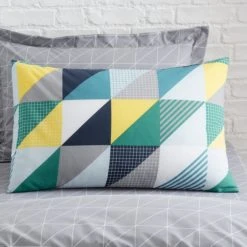 Dunelm Geo Green 2 Pack Duvet Cover and Pillowcase Set Reversible, Duvet Cover Sets, Polycotton -All Kids And Nursery Sales 2024 1000117500 alt06