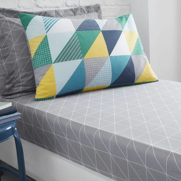 Dunelm Geo Grey Fitted Sheet Polycotton, Fitted Sheets, 25cm 2 Dunelm Geo Grey Fitted Sheet Polycotton, Fitted Sheets, 25cm - Image 2