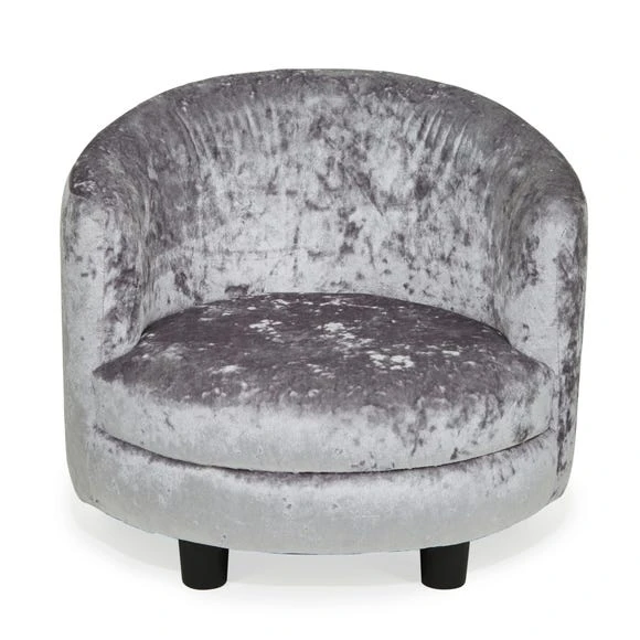 Dunelm Kids Silver Crushed Velvet Chair Kids Chair 3 Dunelm Kids Silver Crushed Velvet Chair Kids Chair - Image 3