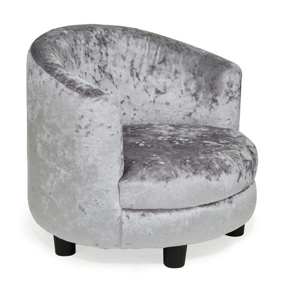 Dunelm Kids Silver Crushed Velvet Chair Kids Chair 4 Dunelm Kids Silver Crushed Velvet Chair Kids Chair - Image 4