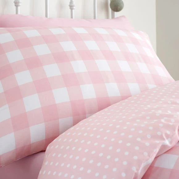 Dunelm Gingham Pink Duvet Cover and Pillowcase Set Reversible, Duvet Cover Sets, Polycotton 8 Dunelm Gingham Pink Duvet Cover and Pillowcase Set Reversible, Duvet Cover Sets, Polycotton - Image 8