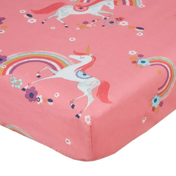 Dunelm Unicorn Pink Double Fitted Sheet Polycotton, Animals, Fitted Sheets 2 Dunelm Unicorn Pink Double Fitted Sheet Polycotton, Animals, Fitted Sheets - Image 2