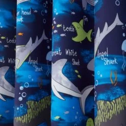 Dunelm Sharks Navy Blackout Eyelet Kids Curtains Polycotton, Eyelet Curtains -All Kids And Nursery Sales 2024 1000143724 alt03