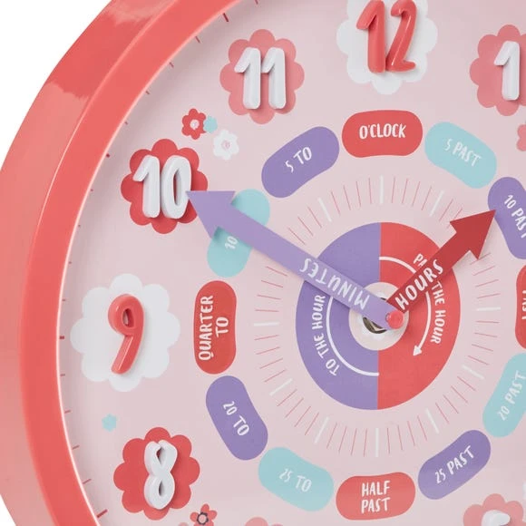 Dunelm Pink Tell The Time Clock Clocks, Plastic 3 Dunelm Pink Tell The Time Clock Clocks, Plastic - Image 3