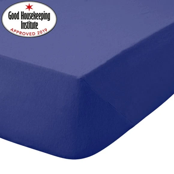 Dunelm Kids Non Iron Plain Dye Navy Cot Bed / Toddler Fitted Sheet Fitted Sheets, 16cm, Polycotton 2 Dunelm Kids Non Iron Plain Dye Navy Cot Bed / Toddler Fitted Sheet Fitted Sheets, 16cm, Polycotton - Image 2