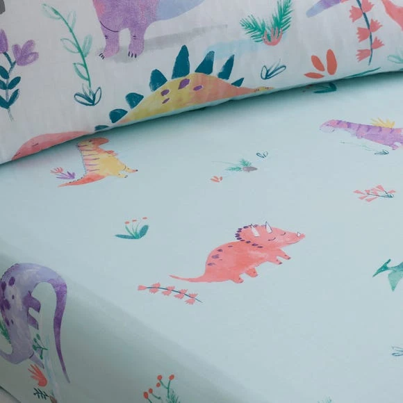 Dunelm Dinosaur Pink Fitted Sheet Patterned, Polycotton, Fitted Sheets 2 Dunelm Dinosaur Pink Fitted Sheet Patterned, Polycotton, Fitted Sheets - Image 2
