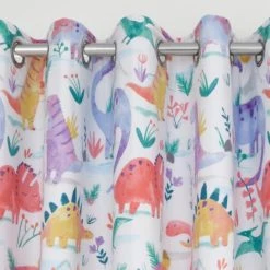 Dunelm Dinosaur Pink Blackout Eyelet Curtains Animals, Polycotton -All Kids And Nursery Sales 2024 1000160560 alt02