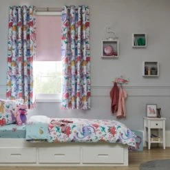 Dunelm Dinosaur Pink Blackout Eyelet Curtains Animals, Polycotton -All Kids And Nursery Sales 2024 1000160560 alt04