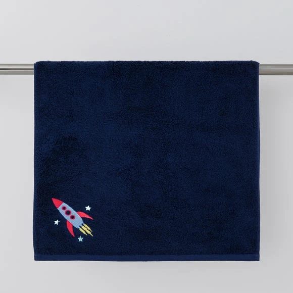 Dunelm Space Blue Towel Cotton, Towels, Plain 2 Dunelm Space Blue Towel Cotton, Towels, Plain - Image 2