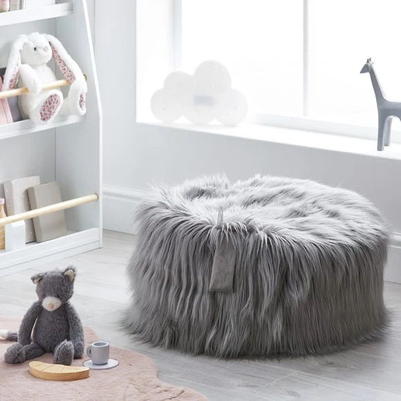 Dunelm Kids Skylar Grey Mongolian Faux Fur Lounger Acrylic, Beanbags 2 Dunelm Kids Skylar Grey Mongolian Faux Fur Lounger Acrylic, Beanbags - Image 2