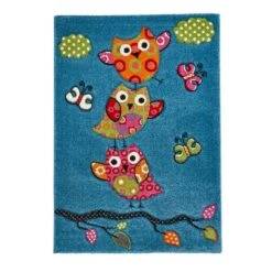Dunelm Blue Owls Rug Polyester, Animals, Rugs -All Kids And Nursery Sales 2024 1000161028 alt01