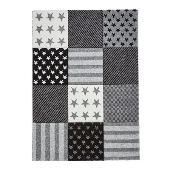Dunelm Grey Stars and Stripes Rug Rugs, Patterned, Polyester 3 Dunelm Grey Stars and Stripes Rug Rugs, Patterned, Polyester - Image 3