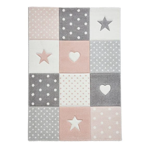 Dunelm Pink Stars, Hearts and Polka Dot Rug Rugs, Polyester, Patterned 3 Dunelm Pink Stars, Hearts and Polka Dot Rug Rugs, Polyester, Patterned - Image 3