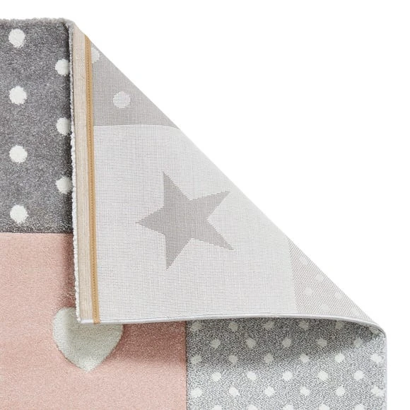 Dunelm Pink Stars, Hearts and Polka Dot Rug Rugs, Polyester, Patterned 4 Dunelm Pink Stars, Hearts and Polka Dot Rug Rugs, Polyester, Patterned - Image 4