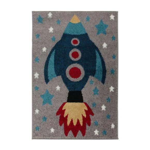 Dunelm Space Rocket Rug Polypropylene, Patterned, Rugs 2 Dunelm Space Rocket Rug Polypropylene, Patterned, Rugs - Image 2