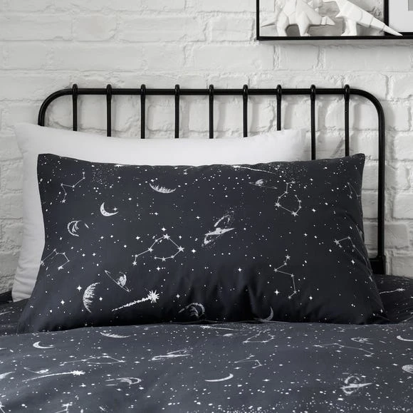 Dunelm Black Space Dinosaur Single Duvet Cover and Pillowcase Set Duvet Cover Sets, Reversible, Printed 4 Dunelm Black Space Dinosaur Single Duvet Cover and Pillowcase Set Duvet Cover Sets, Reversible, Printed - Image 4