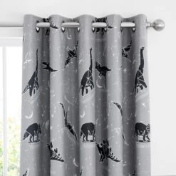 Dunelm Black Space Dinosaur Blackout Eyelet Curtains Printed, Polycotton -All Kids And Nursery Sales 2024 1000167404 alt01