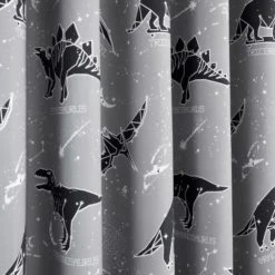 Dunelm Black Space Dinosaur Blackout Eyelet Curtains Printed, Polycotton -All Kids And Nursery Sales 2024 1000167404 alt02