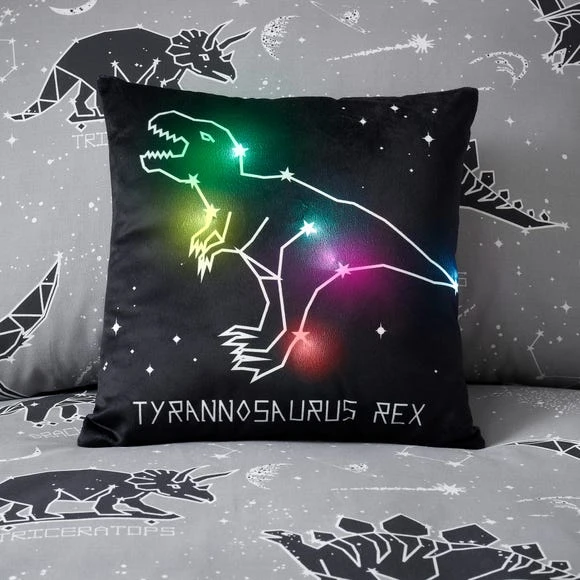 Dunelm Space Dinosaur Black LED Light Up Cushion Kids Cushion, Polyester, Patterned 4 Dunelm Space Dinosaur Black LED Light Up Cushion Kids Cushion, Polyester, Patterned - Image 4