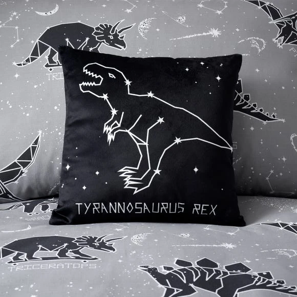 Dunelm Space Dinosaur Black LED Light Up Cushion Kids Cushion, Polyester, Patterned 2 Dunelm Space Dinosaur Black LED Light Up Cushion Kids Cushion, Polyester, Patterned - Image 2