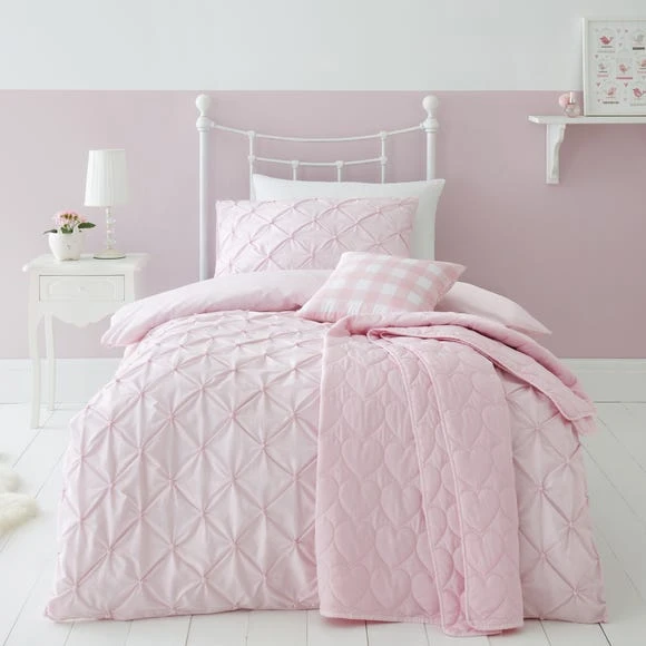 Dunelm Pintuck Pink Polka Dot 100% Cotton Duvet Cover and Pillowcase Set Duvet Cover Sets, Reversible, Printed 2 Dunelm Pintuck Pink Polka Dot 100% Cotton Duvet Cover and Pillowcase Set Duvet Cover Sets, Reversible, Printed - Image 2