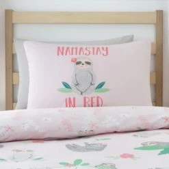 Dunelm Pink Pretty Sloth Duvet Cover and Pillowcase Set Reversible, Printed, Polycotton -All Kids And Nursery Sales 2024 1000167412 alt04