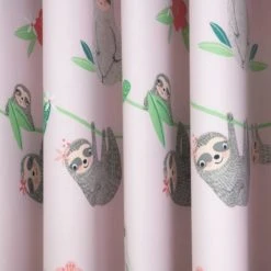 Dunelm Pink Pretty Sloth Blackout Eyelet Curtains Printed, Polycotton -All Kids And Nursery Sales 2024 1000167413 alt03