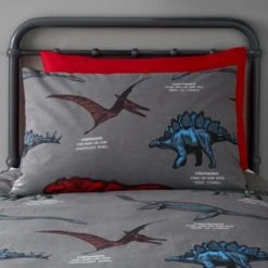 Dunelm Dinosaur Friends Grey 100% Cotton Duvet Cover and Pillowcase Set Reversible, Duvet Cover Sets, Printed -All Kids And Nursery Sales 2024 1000167422 alt01