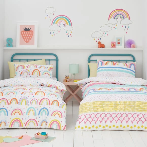Dunelm Elements Rainbow Geometric 100% Cotton Duvet Cover and Pillowcase Twin Pack Set MultiColoured, Printed, Reversible 2 Dunelm Elements Rainbow Geometric 100% Cotton Duvet Cover and Pillowcase Twin Pack Set MultiColoured, Printed, Reversible - Image 2
