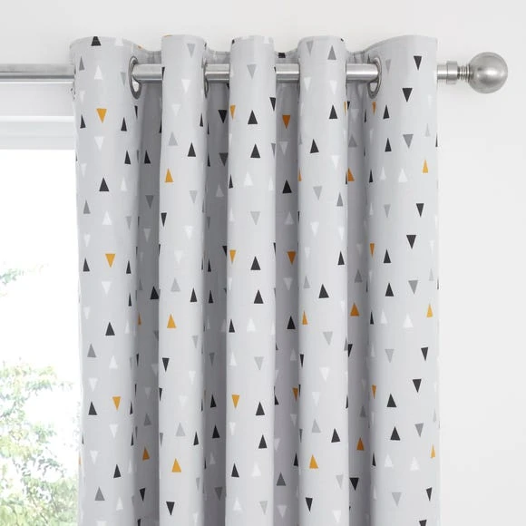 Dunelm Elements Geosaurus 100% Cotton Blackout Eyelet Curtains MultiColoured, Printed 4 Dunelm Elements Geosaurus 100% Cotton Blackout Eyelet Curtains MultiColoured, Printed - Image 4