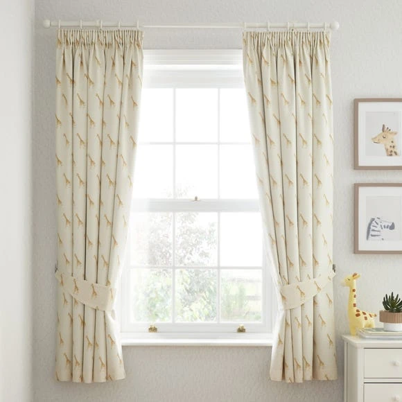 Dunelm Safari Natural 100% Cotton Blackout Pencil Pleat Curtains Boho, Printed, Little Safari 2 Dunelm Safari Natural 100% Cotton Blackout Pencil Pleat Curtains Boho, Printed, Little Safari - Image 2