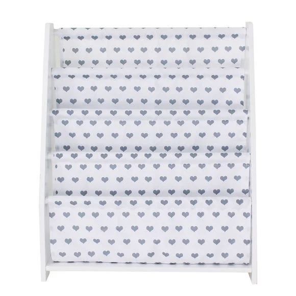 Lloyd Pascal White and Grey Heart Bookcase Wood, Kids Bookcase 3 Lloyd Pascal White and Grey Heart Bookcase Wood, Kids Bookcase - Image 3