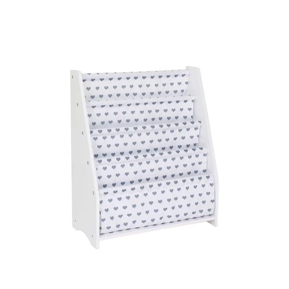 Lloyd Pascal White and Grey Heart Bookcase Wood, Kids Bookcase 4 Lloyd Pascal White and Grey Heart Bookcase Wood, Kids Bookcase - Image 4