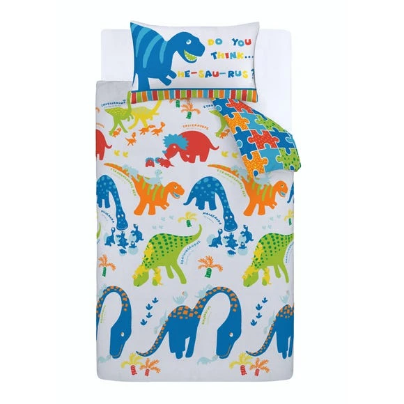 Catherine Lansfield Dino-Saw Easy Care Single Duvet Cover and Pillowcase Set Polycotton, Reversible, Duvet Cover Sets 6 Catherine Lansfield Dino-Saw Easy Care Single Duvet Cover and Pillowcase Set Polycotton, Reversible, Duvet Cover Sets - Image 6