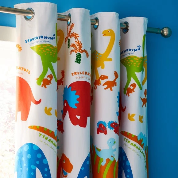 Catherine Lansfield Dino-Saw Blackout Eyelet Curtains Dinosaur, Kids, Polycotton 3 Catherine Lansfield Dino-Saw Blackout Eyelet Curtains Dinosaur, Kids, Polycotton - Image 3