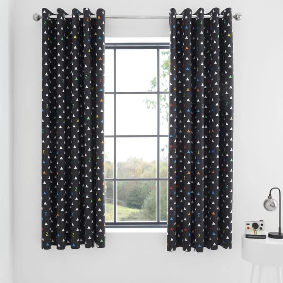 Catherine Lansfield Multicoloured Sleep Blackout Eyelet Curtains Patterned, Polycotton 2 Catherine Lansfield Multicoloured Sleep Blackout Eyelet Curtains Patterned, Polycotton - Image 2