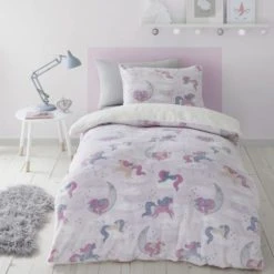 Catherine Lansfield Unicorn Dreams Glow In The Dark Duvet Cover and Pillowcase Set Duvet Cover Sets, Reversible, Polyester -All Kids And Nursery Sales 2024 1000180335 alt01