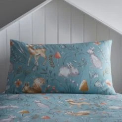 Dunelm Woodlands 100% Cotton Reversible Single Duvet Cover and Pillowcase Set Duvet Cover Sets, Leaf -All Kids And Nursery Sales 2024 1000180797 alt02