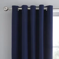 Dunelm Mini Waffle Sailor Blue Blackout Eyelet Curtains Plain, Cotton, Light Blue -All Kids And Nursery Sales 2024 1000180802 alt01