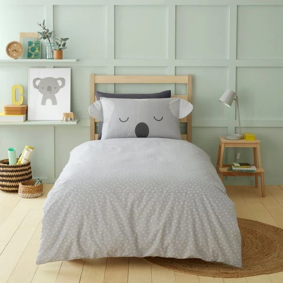 Dunelm 3D Koala Grey 100% Cotton Duvet Cover and Pillowcase Set Reversible, Patterned, Duvet Cover Sets 2 Dunelm 3D Koala Grey 100% Cotton Duvet Cover and Pillowcase Set Reversible, Patterned, Duvet Cover Sets - Image 2