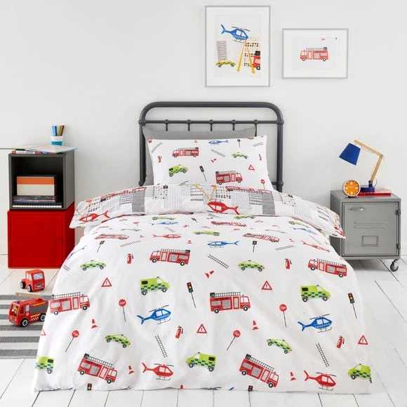 Dunelm Emergency Services Reversible 100% Cotton Duvet Cover and Pillowcase Set Red, Patterned, Duvet Cover Sets 3 Dunelm Emergency Services Reversible 100% Cotton Duvet Cover and Pillowcase Set Red, Patterned, Duvet Cover Sets - Image 3