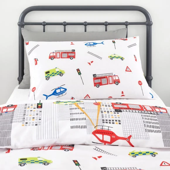 Dunelm Emergency Services Reversible 100% Cotton Duvet Cover and Pillowcase Set Red, Patterned, Duvet Cover Sets 5 Dunelm Emergency Services Reversible 100% Cotton Duvet Cover and Pillowcase Set Red, Patterned, Duvet Cover Sets - Image 5