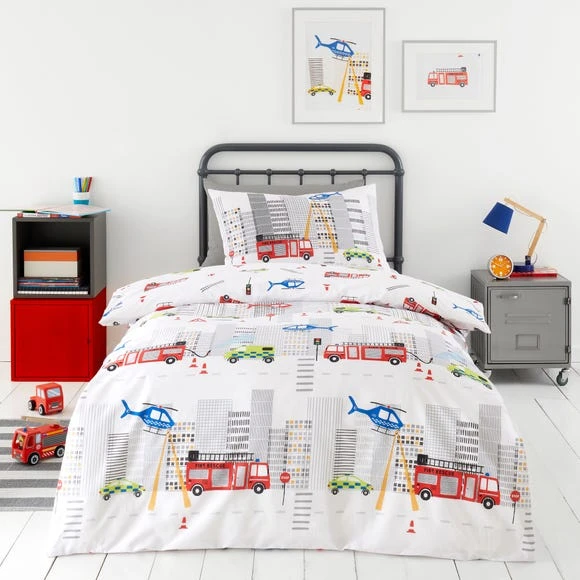 Dunelm Emergency Services Reversible 100% Cotton Duvet Cover and Pillowcase Set Red, Patterned, Duvet Cover Sets 2 Dunelm Emergency Services Reversible 100% Cotton Duvet Cover and Pillowcase Set Red, Patterned, Duvet Cover Sets - Image 2